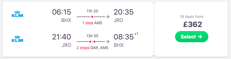 Flights from Birmingham to Kilimanjaro, Tanzania