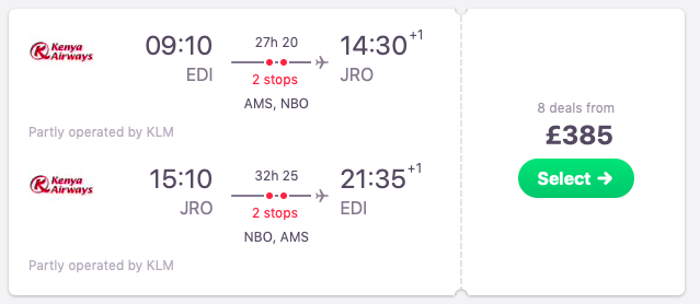 Flights from Edinburgh to Kilimanjaro, Tanzania