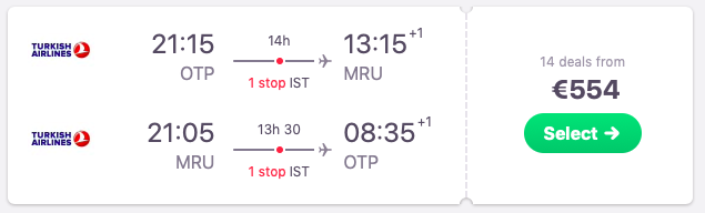 Flights from Bucharest, Romania to Mauritius