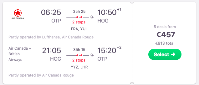 Flights from Bucharest, Romania to Holguin, Cuba