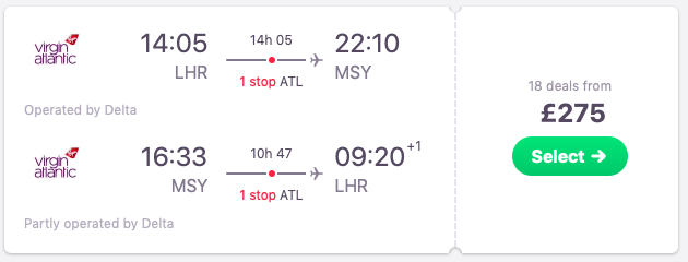 Flights from London to New Orleans 