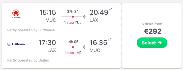 Flights from Munich to Los Angeles, California