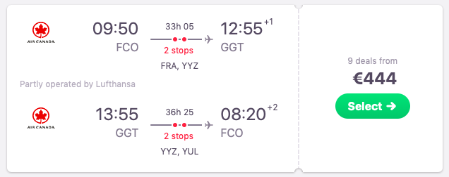 Flights from Rome to Exuma, Bahamas