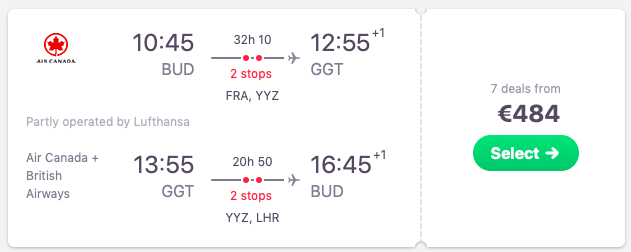 Flights from Budapest to George Town, Bahamas