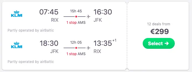 Flights from Riga to New York 