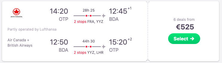 Flights from Bucharest, Romania to Hamilton, Bermuda