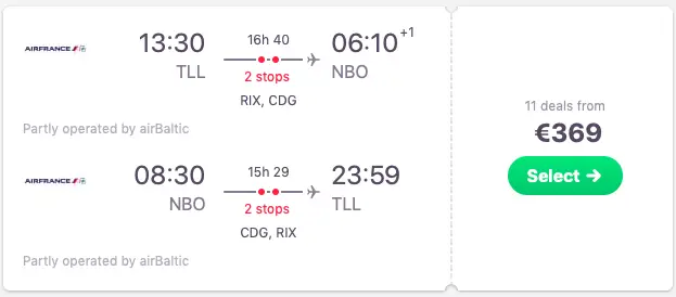 Flights from Tallinn to Nairobi, Kenya