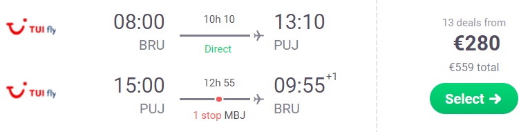cheap flights brussels punta cana dominican republic