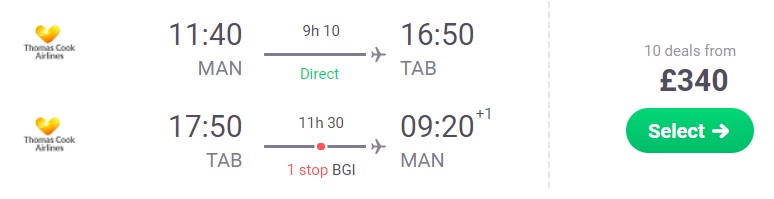 cheap flights manchester tobago