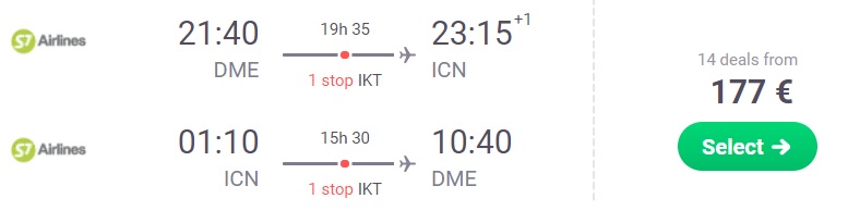 cheap flights moscow south korea