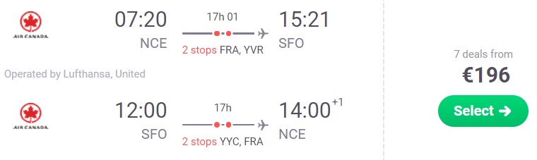 Cheap flights from Nice France to SAN FRANCISCO