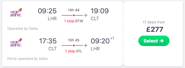 Flights from London to Charlotte, North Carolina