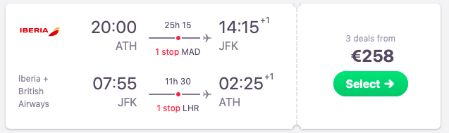 Flights from Athens, Greece to New York City