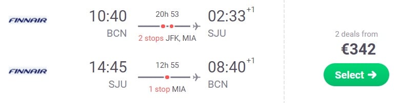 cheap flights barcelona puerto rico