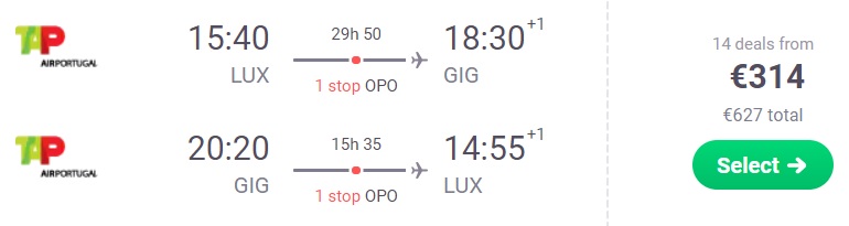 cheap flights luxembourg rio de janeiro brazil