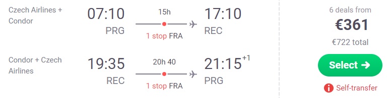 cheap flights prague recife brazil