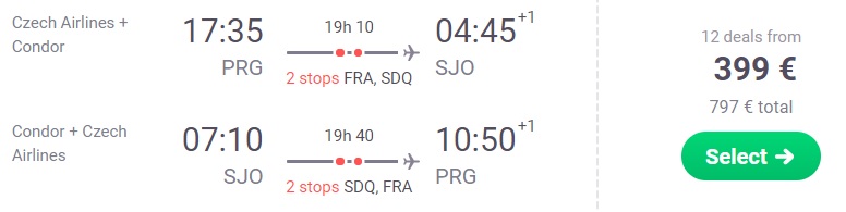 Cheap flights from Prague to COSTA RICA
