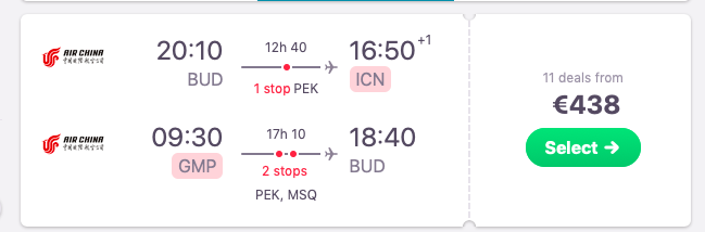 Flights from Budapest, Hungary to Seoul, South Korea