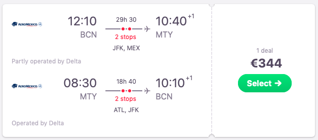 Flights from Barcelona to Monterrey, Mexico