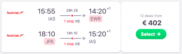 Flights from Iasi to New York