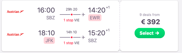 Flights from Sibiu to New York