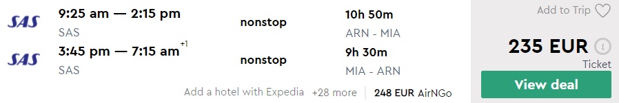 cheap flights stockholm miami