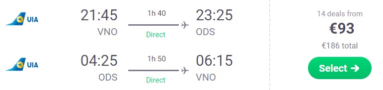 cheap flights vilnius odesa
