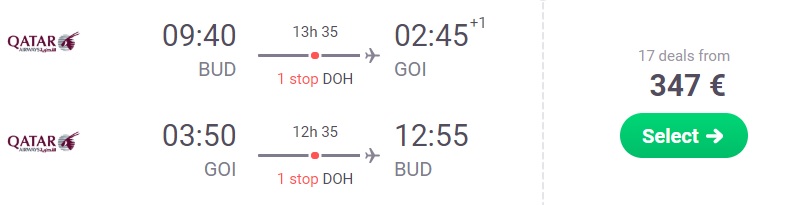 Cheap flights from Budapest to GOA India