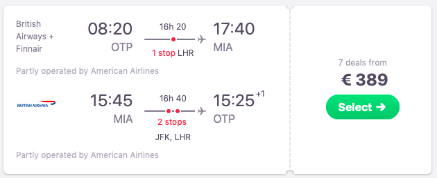 Flights from Bucharest, Romania to Miami, Florida, USA