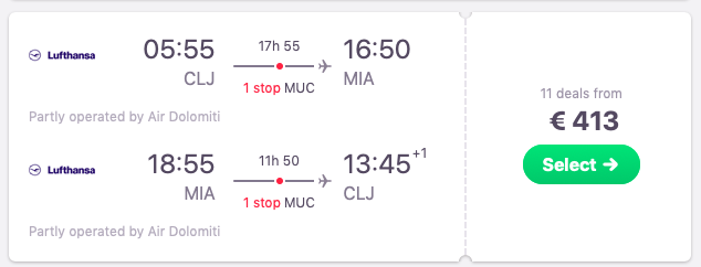Flights from Cluj Napoca, Romania to Miami, Florida, USA