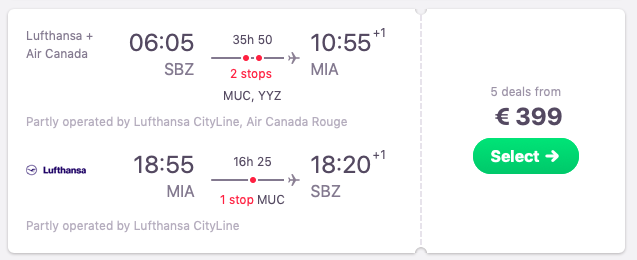 Flights from Sibiu, Romania to Miami, Florida, USA