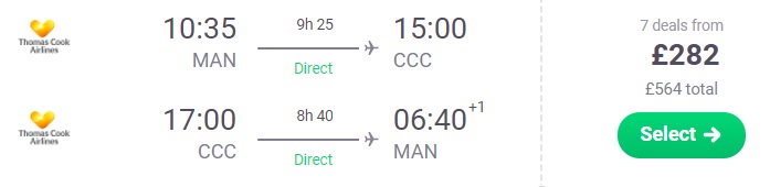 cheap Non stop flights from manchester to CAYO COCO cuba