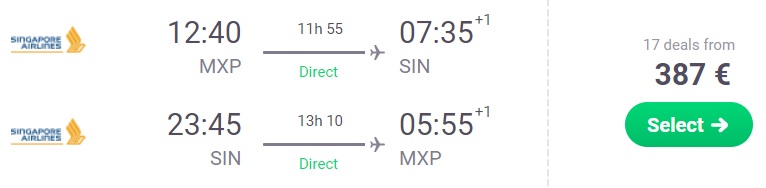 cheap flights milan singapore