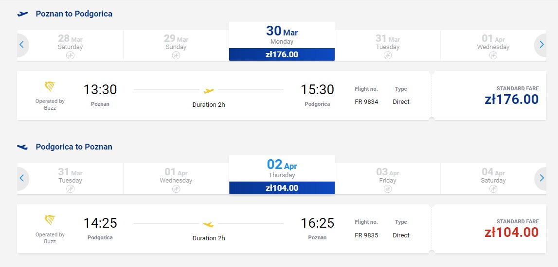 ryanair new routes poland montenegro