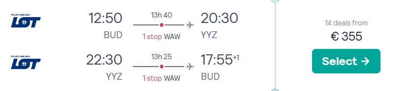 cheap flights budapest toronto canada