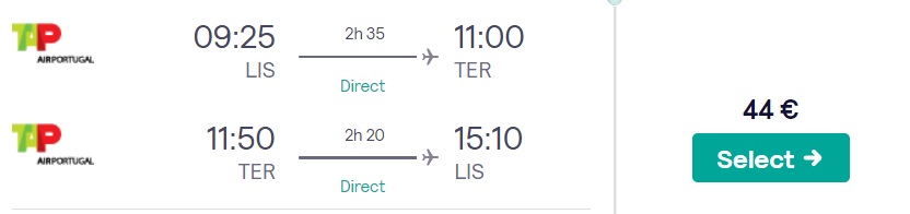 cheap flights lisbon azores