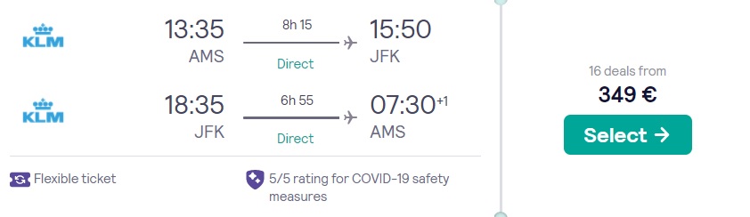 non stop flights amsterdam new york