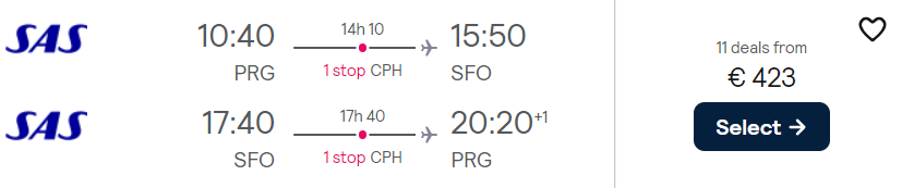 cheap flights prague san francisco