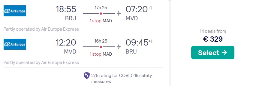 cheap flights brussels uruguay