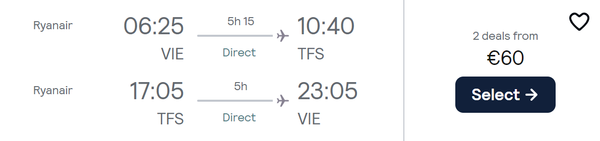 cheap flights vienna tenerife