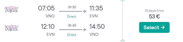 cheap flights vilnius armenia