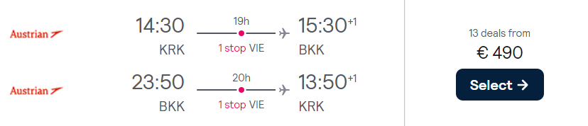 cheap flights krakow bangkok thailand