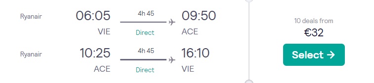 cheap flights vienna lanzarote