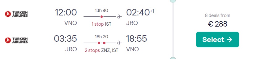 cheap flights baltics kilimanjaro vilnius