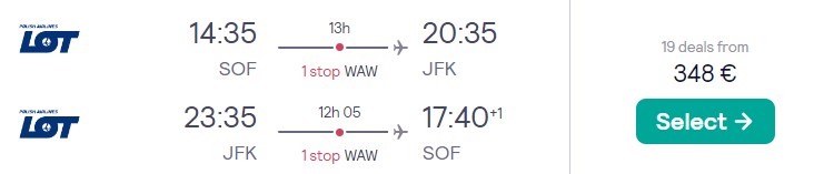 cheap flights sofia new york