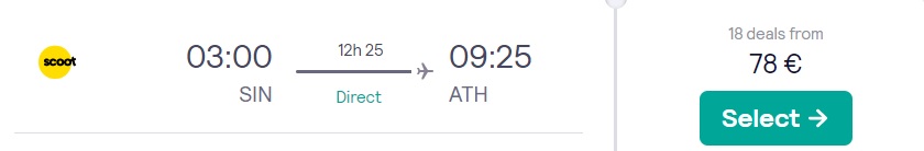 flights singpaore athens