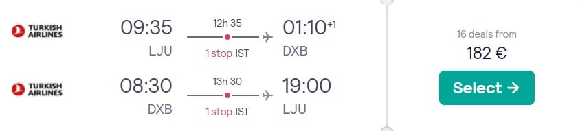 cheap flights ljubljana dubai