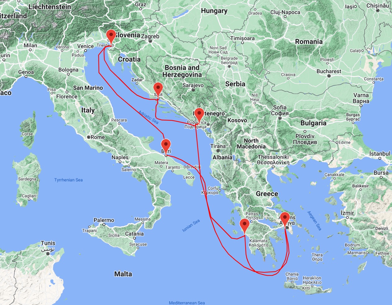 8 day Eastern Mediterranean cruise from Trieste Italy
