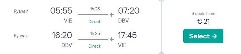 cheap flights vienna dubrovnik