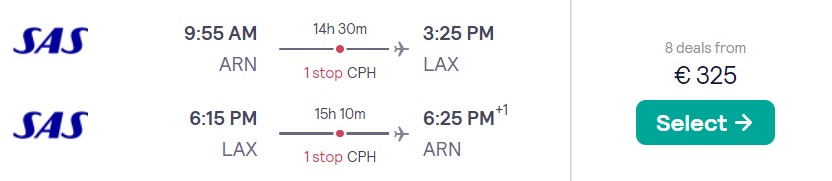 Cheap flights Stockholm LOS ANGELES